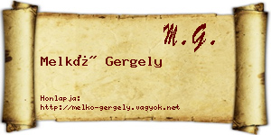 Melkó Gergely névjegykártya